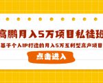 高鹏月入5万项目私徒班,基于个人IP打造的月入5万互利型高产项目!_微雨项目网
