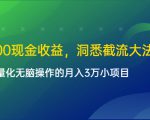 单日500现金收益,洞悉截流大法,一个批量化无脑操作的月入3万小项目_微雨项目网