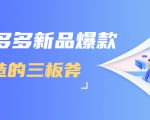 拼多多新品爆款打造的三板斧,快速提升销量+转化+点击率(视频课程)_微雨项目网