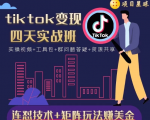 tiktok变现四天实战班,连怼技术+矩阵玩法赚美金!价值998元_微雨项目网
