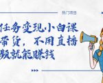 全民任务变现小白课,不用带货,不用直播,拍视频就能赚钱_微雨项目网
