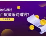 大王·怎么通过百度爱采购赚钱，已经通过百度爱采购完成200多万的销量_微雨项目网