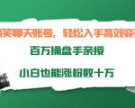 搞笑聊天账号，轻松入手高效变现，百万操盘手亲授，小白也能涨粉数十万_微雨项目网