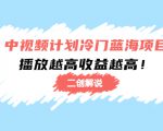 中视频计划冷门蓝海项目【二创解说】陪跑课程：播放越高收益越高_微雨项目网