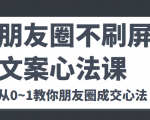 朋友圈不刷屏文案心法课 人人都要懂的商业逻辑 从0~1教你朋友圈成交心法_微雨项目网