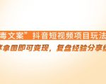 “毒文案”抖音短视频项目玩法，小程序拿图即可变现，复盘经验分享给大家_微雨项目网