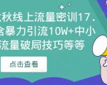 2023秋秋线上流量密训17.0:包含暴力引流10W+中小卖家流量破局技巧等等_微雨项目网