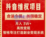 新版抖音维权项目每单利润1000+，合法合规，长期稳定，月入3W+价值1999元_微雨项目网