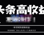 头条高收益批量操作，2023新领域快速做收益，头条号零基础轻松上手_微雨项目网