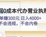 高利润0成本代办营业执照项目：一单赚300元日入4000+不会违规，不会内卷_微雨项目网