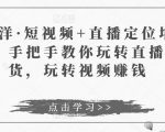 于洋·短视频+直播定位培训，手把手教你玩转直播卖货，玩转视频赚钱_微雨项目网
