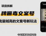 2023抖音快手毒文案新玩法，牌匾文案号，起号快易变现_微雨项目网