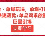 万相台·单爆玩法,单爆打造流程+单品快速测款+单品双渠放量+単品巨量引爆_微雨项目网