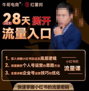 牛哥电商红薯邦28天撕开小红书流量入口,小红书运营系列课,快速掌握小红书的流量密码_微雨项目网