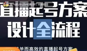 2023正价控流起号课，直播起号方案设计全流程，简单而高效的直播起号方案_微雨项目网