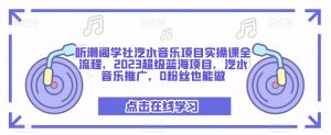 听潮阁学社汽水音乐项目实操课全流程，2023超级蓝海项目，汽水音乐推广，0粉丝也能做_微雨项目网