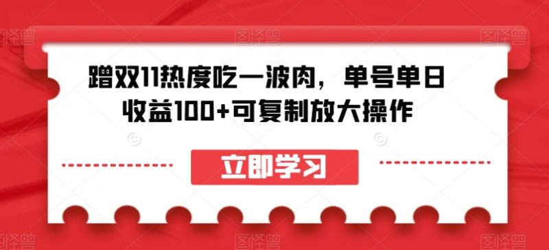 蹭双11热度吃一波肉，单号单日收益100+可复制放大操作【揭秘】_微雨项目网