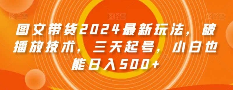 图文带货2024最新玩法，破播放技术，三天起号，小白也能日入500+【揭秘】_微雨项目网