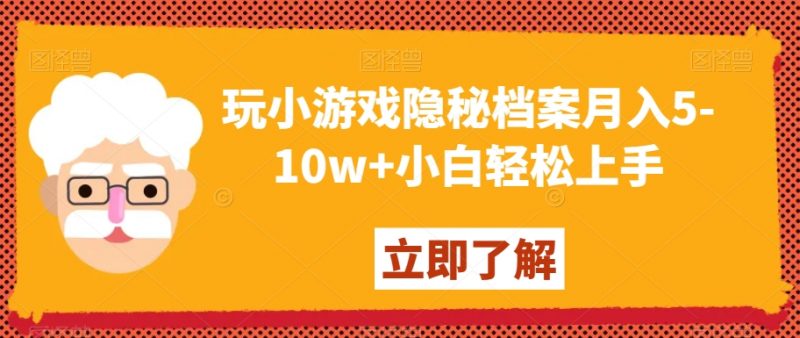 玩小游戏隐秘档案月入5-10w+小白轻松上手【揭秘】_微雨项目网