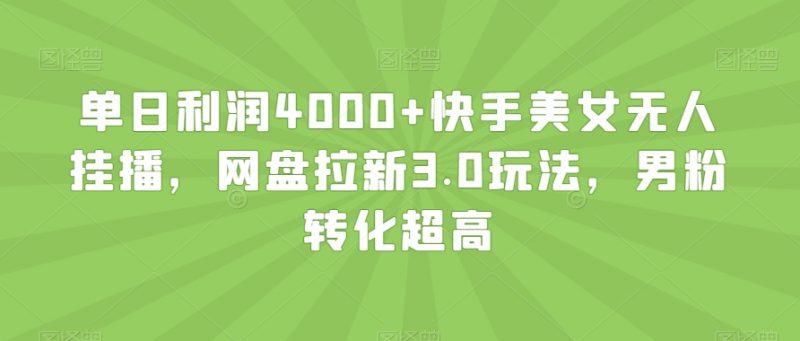 单日利润4000+快手美女无人挂播，网盘拉新3.0玩法，男粉转化超高【揭秘】_微雨项目网