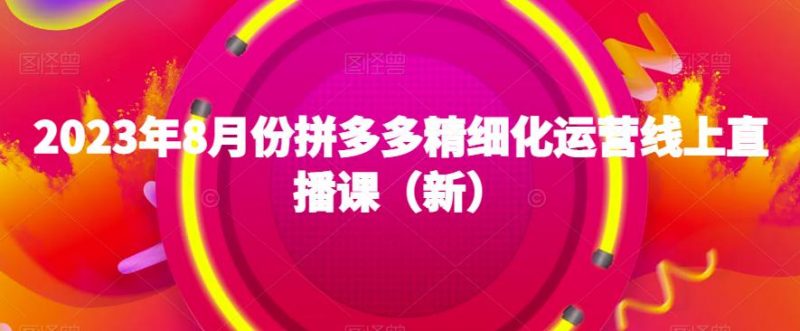 2023年8月份拼多多精细化运营线上直播课（新）_微雨项目网