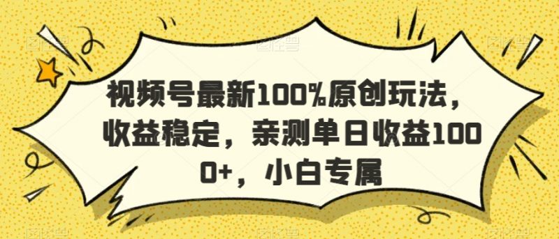 视频号最新100%原创玩法,收益稳定,亲测单日收益1000+,小白专属【揭秘】_微雨项目网