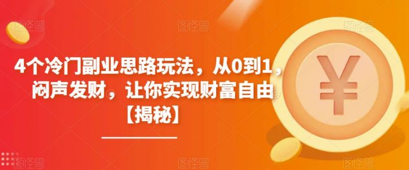 4个冷门副业思路玩法，从0到1，闷声发财，让你实现财富自由【揭秘】_微雨项目网