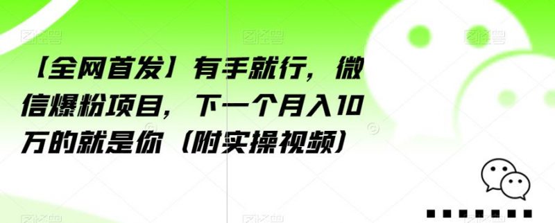 【全网首发】有手就行,微信爆粉项目,下一个月入10万的就是你(附实操视频)【揭秘】_微雨项目网