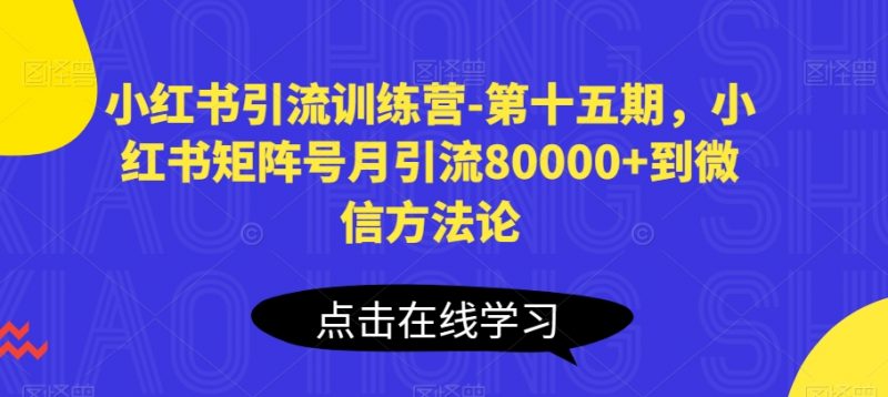 小红书引流训练营-第十五期，小红书矩阵号月引流80000+到微信方法论_微雨项目网