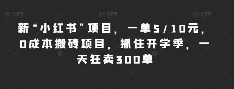 新“小红书”项目，一单5/10元，0成本搬砖项目，抓住开学季，一天狂卖300单【揭秘】_微雨项目网