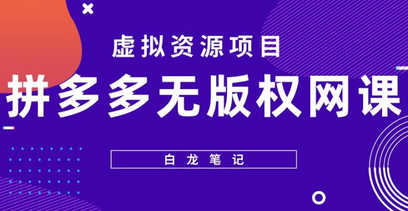 【白龙笔记】拼多多无版权网课项目,月入5000的长期项目,玩法详细拆解【揭秘】_微雨项目网
