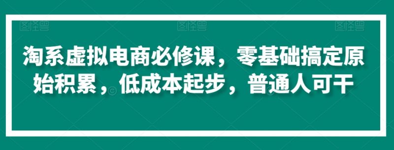淘系虚拟电商必修课,零基础搞定原始积累,低成本起步,普通人可干_微雨项目网