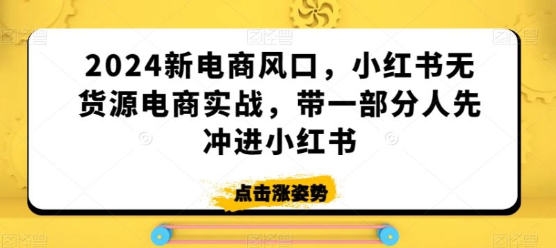 2024新电商风口，小红书无货源电商实战，带一部分人先冲进小红书_微雨项目网