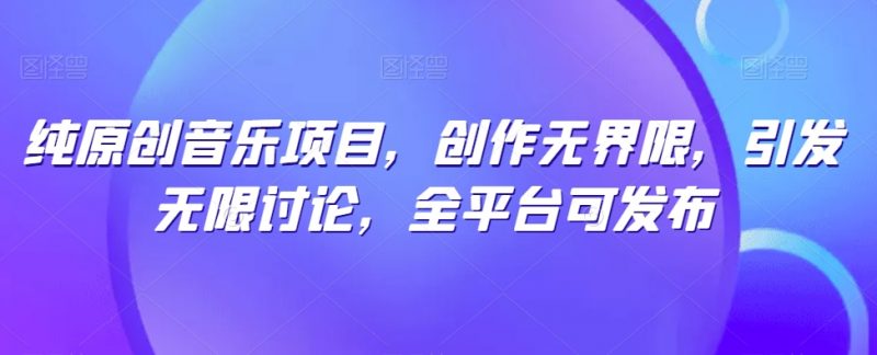纯原创音乐项目,创作无界限,引发无限讨论,全平台可发布【揭秘】_微雨项目网