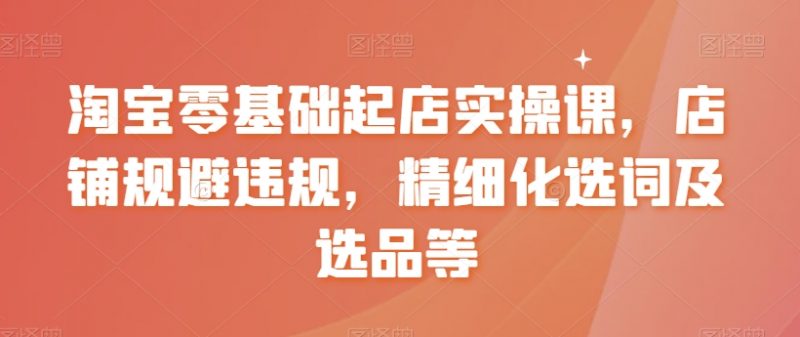淘宝零基础起店实操课，店铺规避违规，精细化选词及选品等_微雨项目网