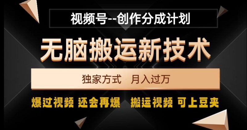 视频号无脑搬运新技术，破原创壕流量，独家方式，爆过视频，还会再爆【揭秘】_微雨项目网