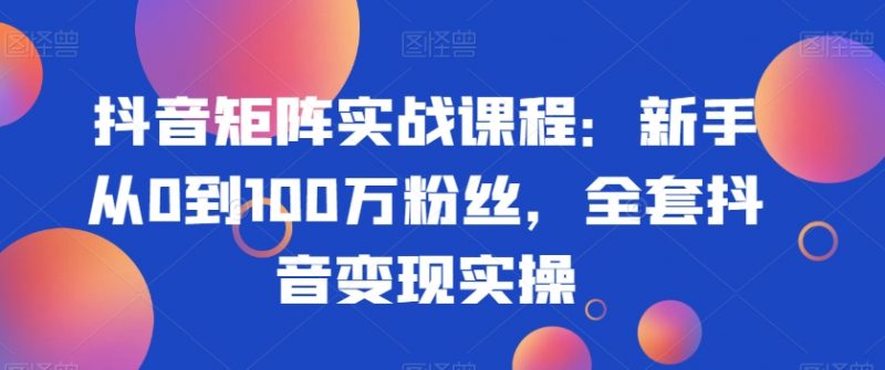 抖音矩阵实战课程：新手从0到100万粉丝，全套抖音变现实操_微雨项目网