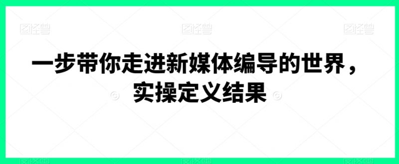 一步带你走进新媒体编导的世界,实操定义结果_微雨项目网