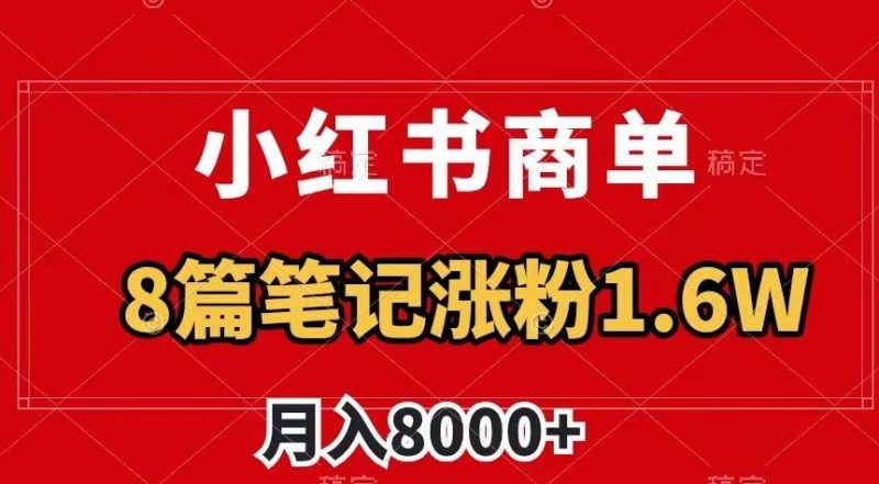 小红书商单最新玩法,8篇笔记涨粉1.6w,作品制作简单,月入8000+【揭秘】_微雨项目网