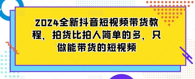 2024全新抖音短视频带货教程，拍货比拍人简单的多，只做能带货的短视频_微雨项目网