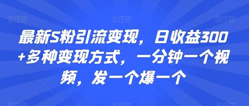 最新S粉引流变现,日收益300+多种变现方式,一分钟一个视频,发一个爆一个【揭秘】_微雨项目网