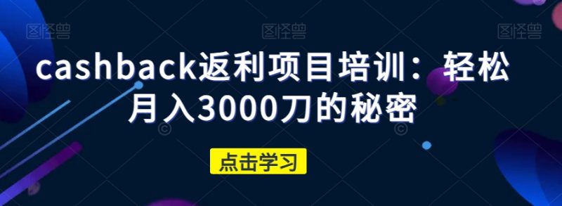 cashback返利项目培训：轻松月入3000刀的秘密_微雨项目网