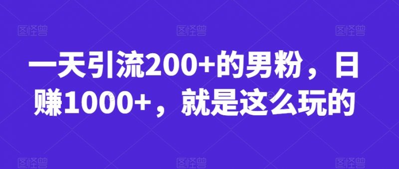 一天引流200+的男粉,日赚1000+,就是这么玩的【揭秘】_微雨项目网