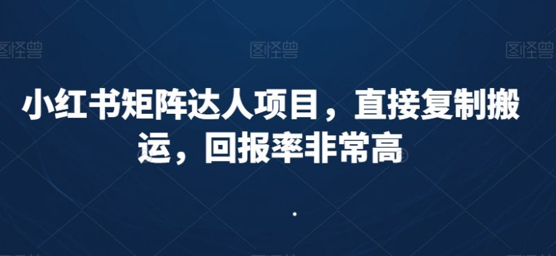 小红书矩阵达人项目，直接复制搬运，回报率非常高_微雨项目网