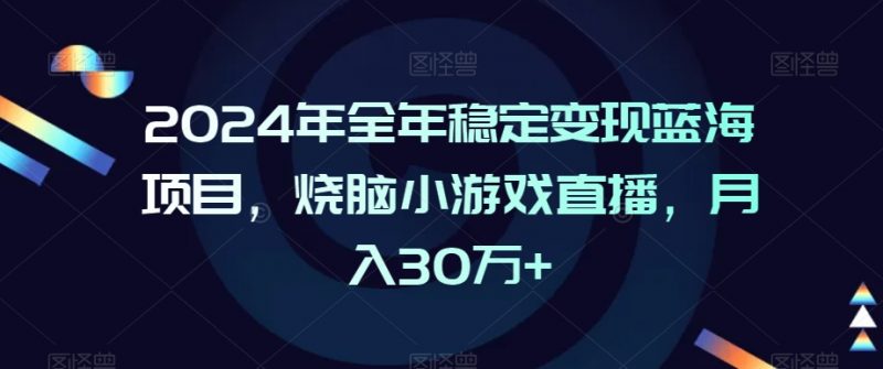 2024年全年稳定变现蓝海项目,烧脑小游戏直播,月入30万+【揭秘】_微雨项目网