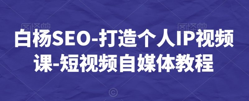 白杨SEO-打造个人IP视频课-短视频自媒体教程_微雨项目网