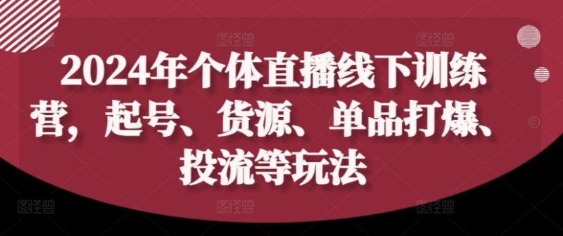 2024年个体直播训练营，起号、货源、单品打爆、投流等玩法_微雨项目网