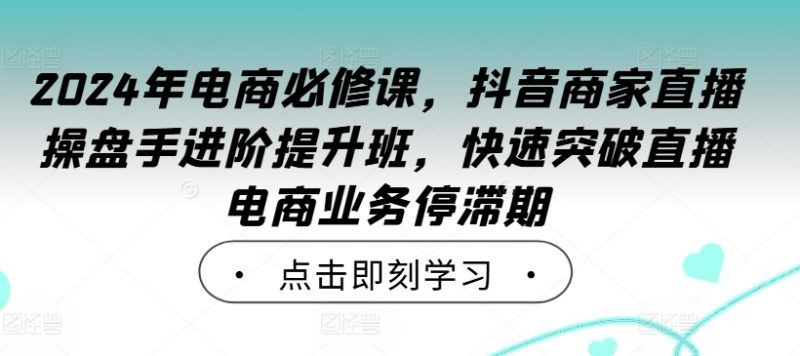 2024年电商必修课，抖音商家直播操盘手进阶提升班，快速突破直播电商业务停滞期_微雨项目网