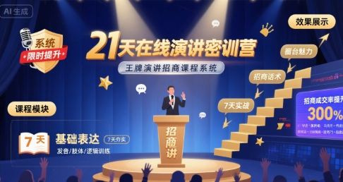 21天在线演讲密训营,王牌演讲招商课程系统_微雨项目网