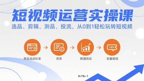 短视频运营实操课，选品、剪辑、测品、投流，从0到1轻松玩转短视频_微雨项目网